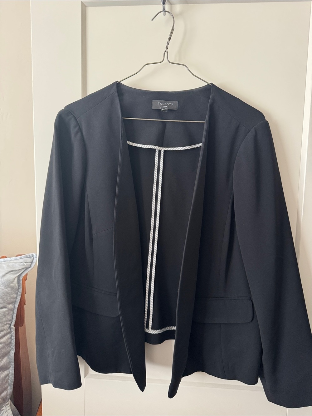 Talbots Black Open-Front Crepe Women's Blazer